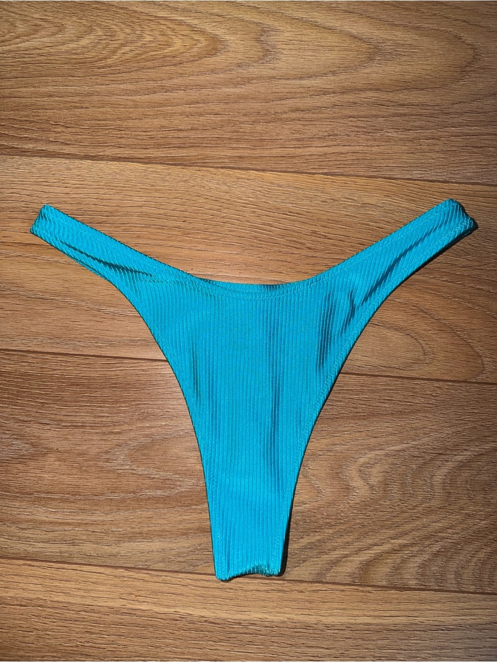 Aerie Blue Ribbed High-Cut Bikini Bottom - Women Swim